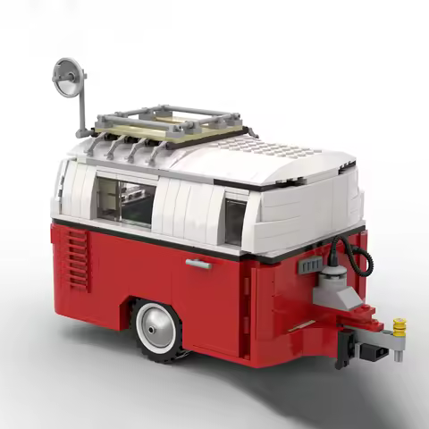 899PCS MOC Camping Trailer for 10220 T1 Bus DIY VW Caravan Edition Education Model Building Blocks Birthday Toys Gift