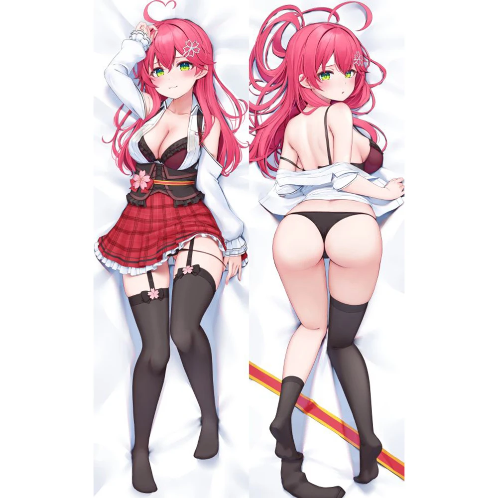 Vtuber Anime Accessories Pillow Case Sakura miko Dakimakura Hugging Body Pillowcase  Otaku Gifts