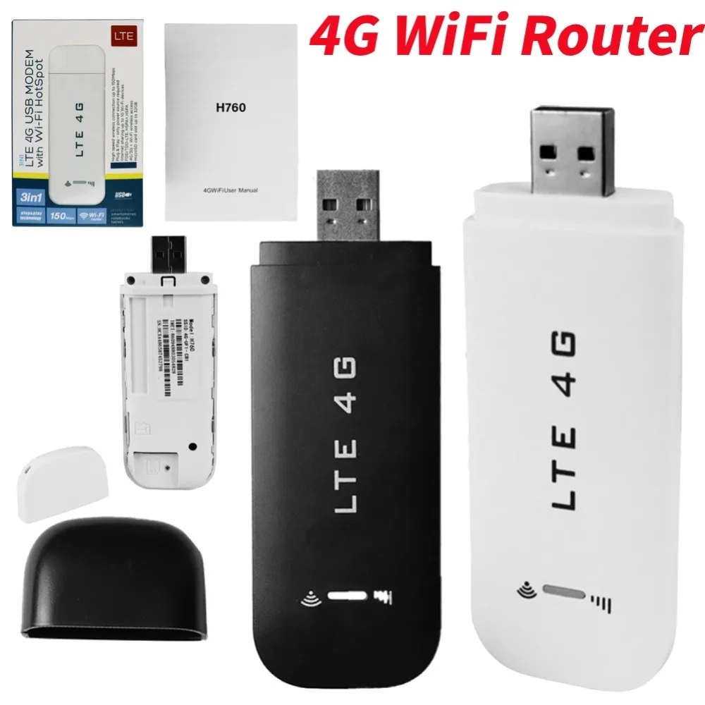 

4G LTE USB Dongle 150Mbps Portable Mobile WiFi Modem Stick with SIM Card Slot Wireless Router for Laptops Home Office