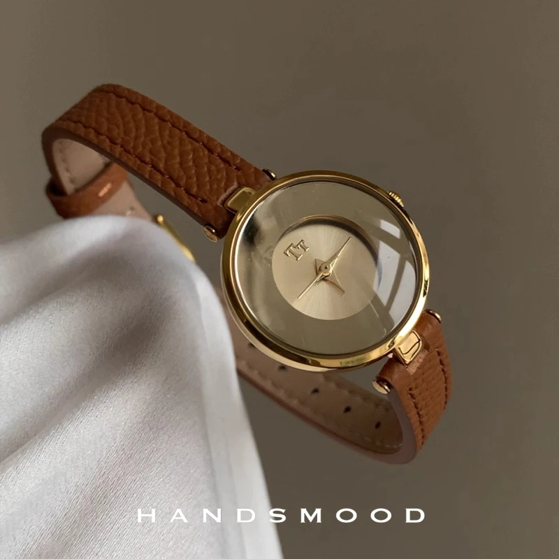 New luxury women's watch Light Luxury mirror Quartz small dial Creative leather Ladies Watch Birthday gift