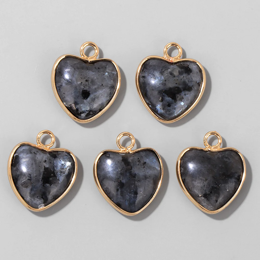 Cute Heart Shape Stone Pendant Natural Gem Charm
