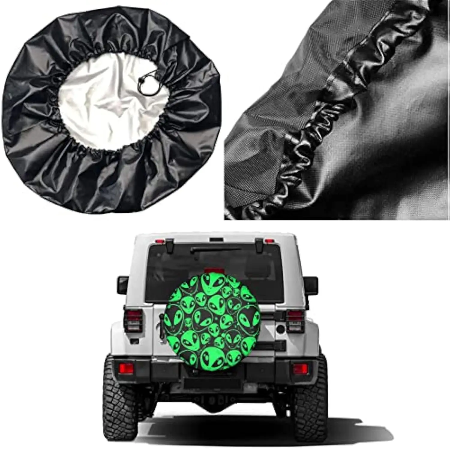 Alien Pattern Spare Tire Cover Polyester Fiber Dust-Proof Protector for RV SUV Truck Camper Trailer