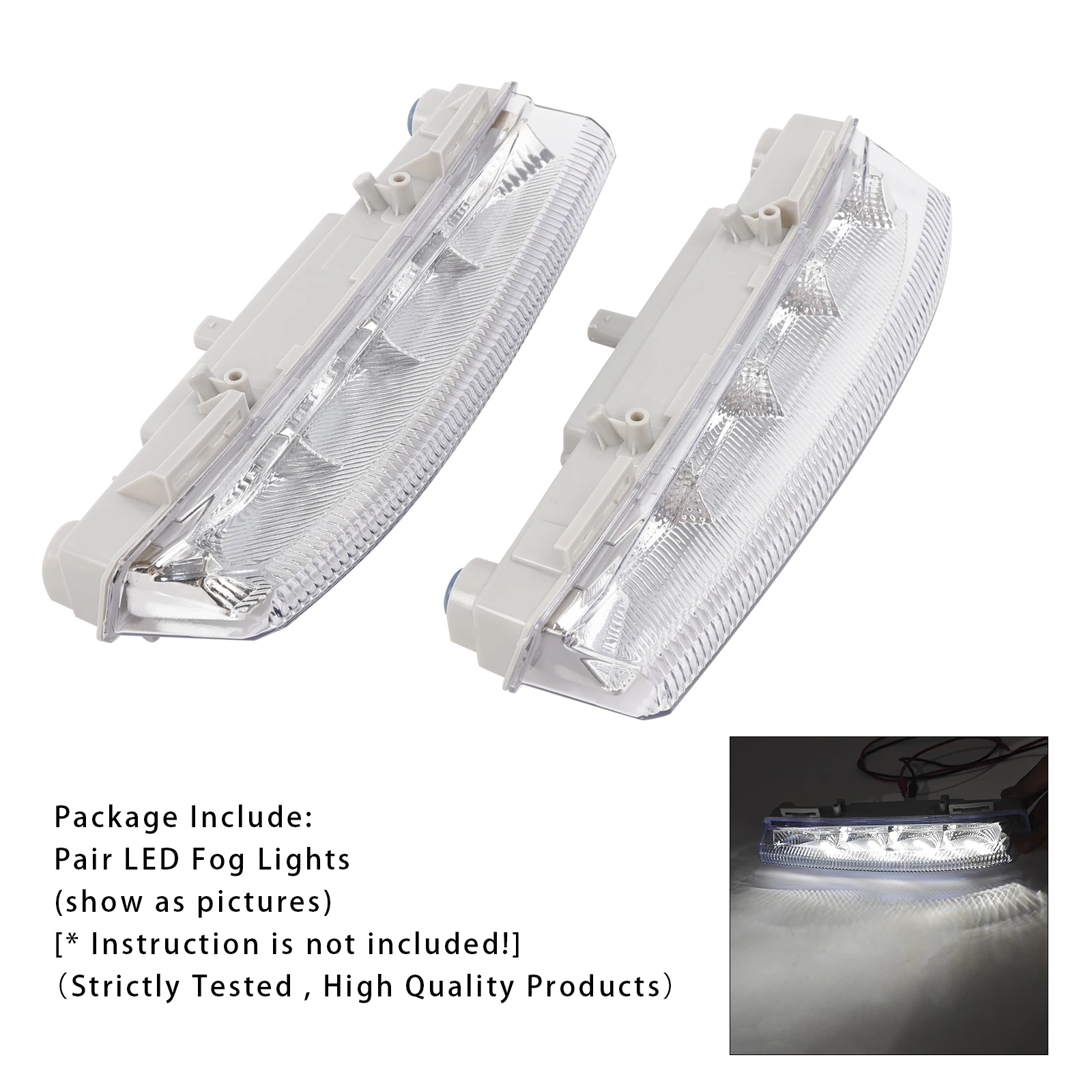 Pair LED Daytime Running Fog Lights  for Mercedes Benz W204 S204 W212 2007 2008 2009 2010 2011 2012 2013 2014 - view 3