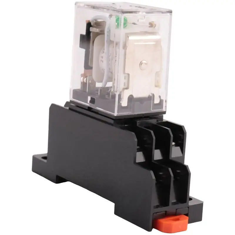 ABKJ-6X HH52P DC 24V Coil DPDT 8 Pins Electromagnetic Power Relay With DYF08A Base, Black+ Clear Blue