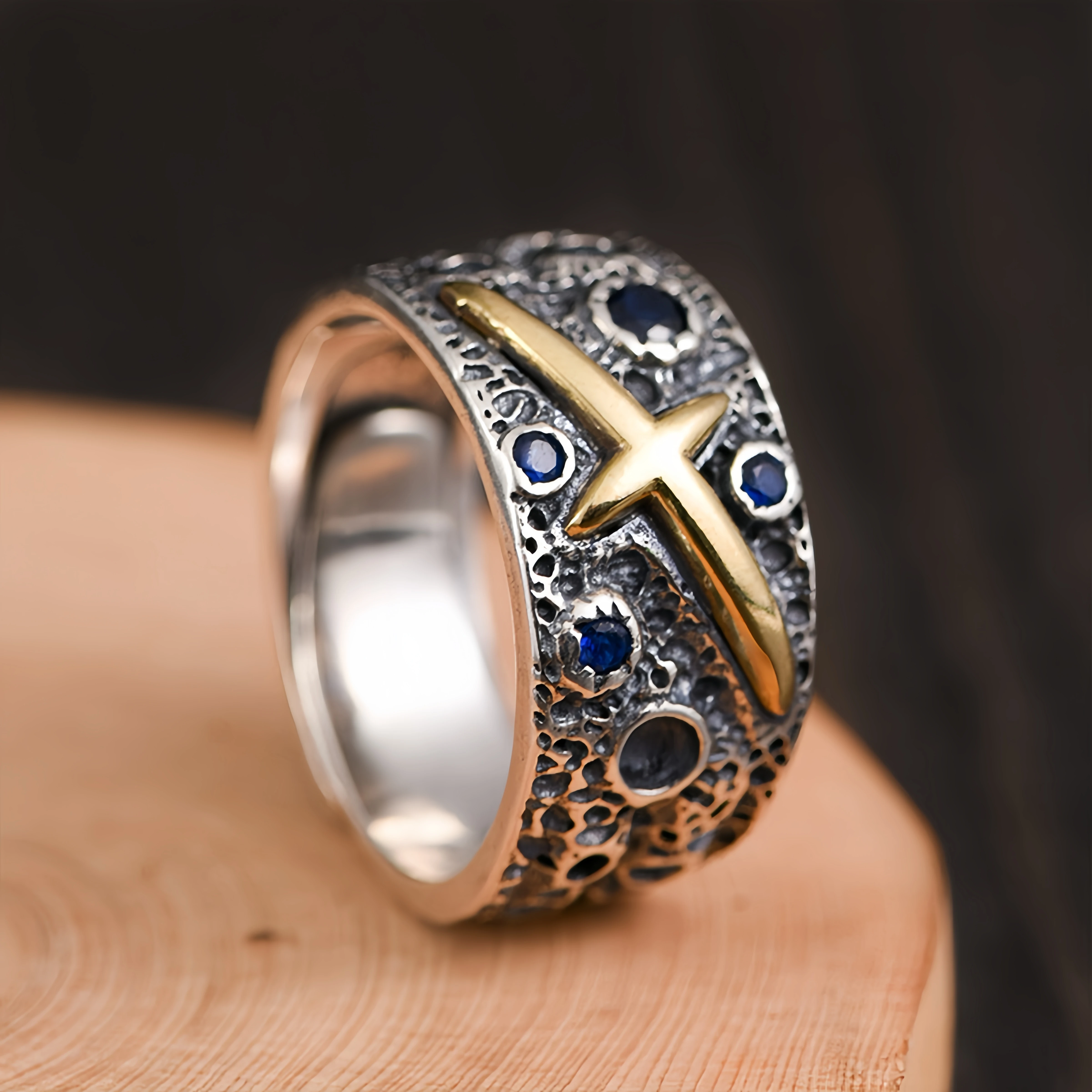 Retro Comet Meteor Crater Adjustable Open Ring For Men Punk Gothic Edgy Copper Jewelry Unisex Vintage Accessories Trendy Gift