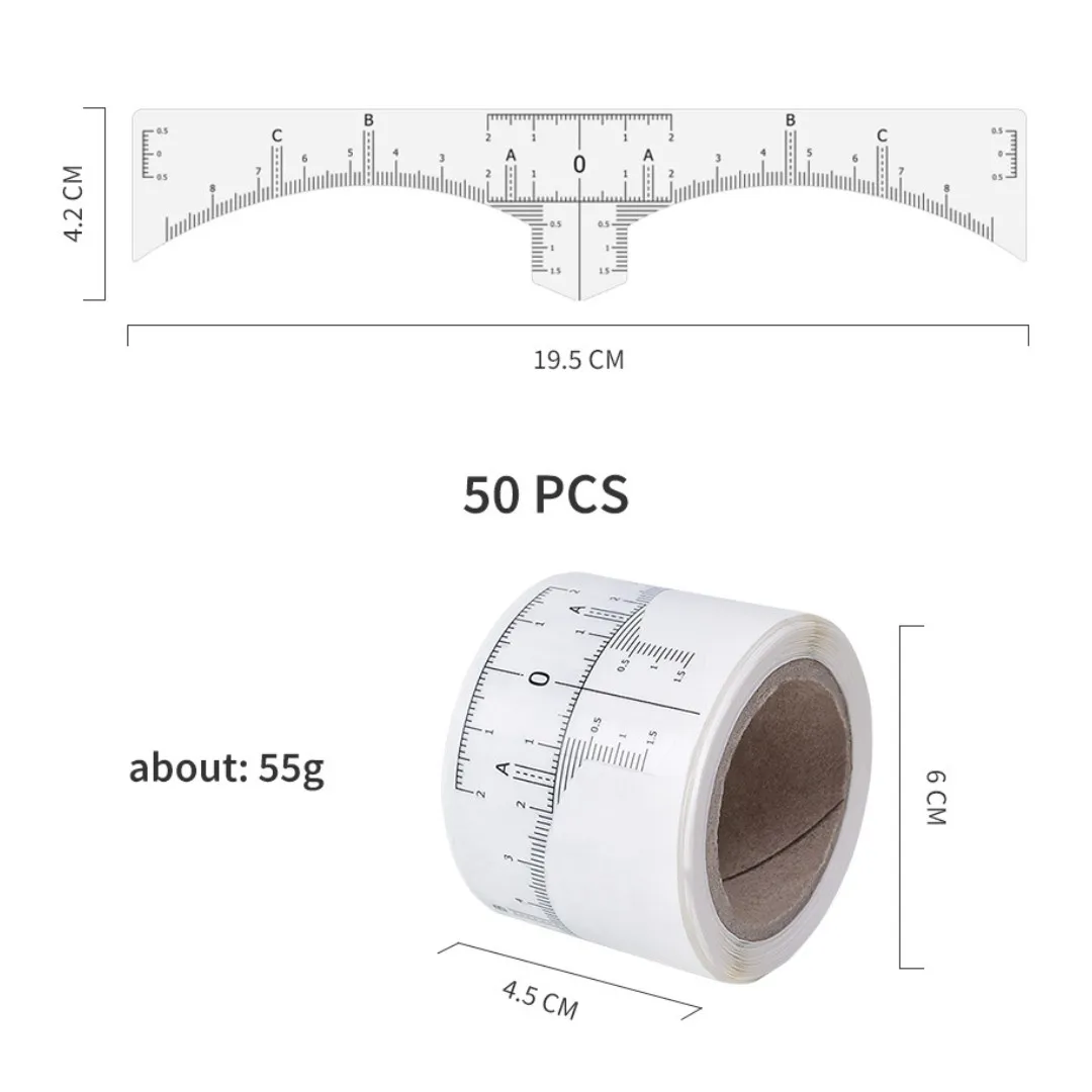 50 قطعة عالية الجودة الحاجب الوشم المتاح قياس الحاجب حاكم التطريز الحاجب مقياس الحاجب حاكم