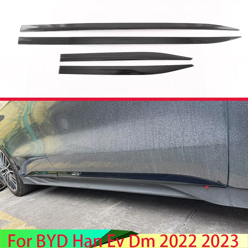 Para BYD Han Ev Dm 2022 2023 accesorios de coche estilo fibra de carbono moldura de carrocería de puerta lateral embellecedor de moldura