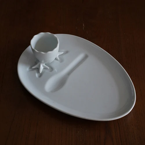 Ceramic Breakfast Plate Dinner Egg Cup Afternoon Tea Dessert Plates Dim Sum Dish Refreshment Fruit Bowl Cake Pan