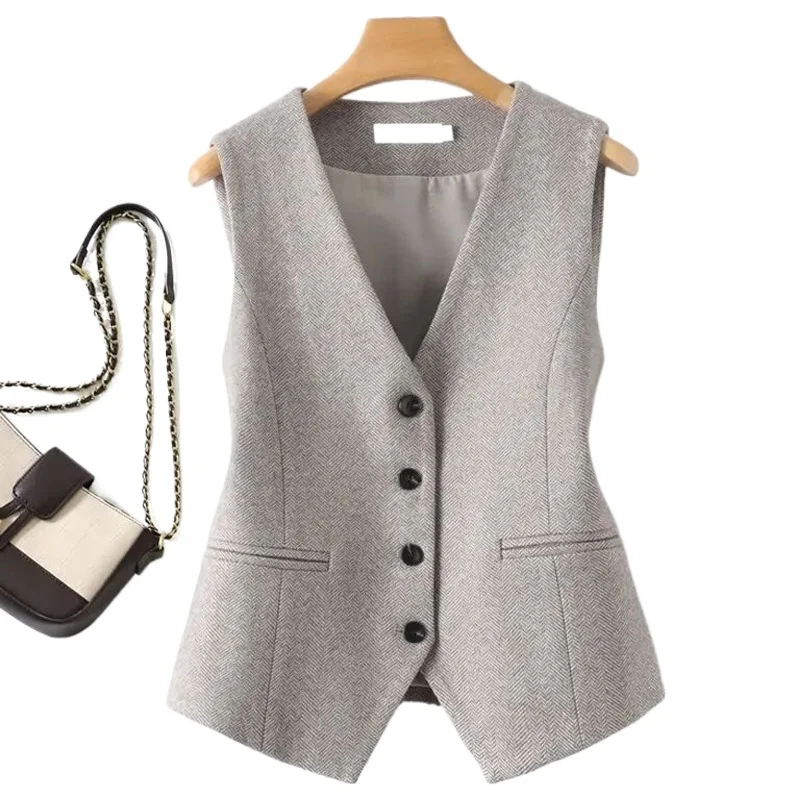 

Woolen V-neck Vest Coat Women's 2026 Autumn and Winter New Korean Style Single-breasted Fashionable Elegant Casual Ware Vest