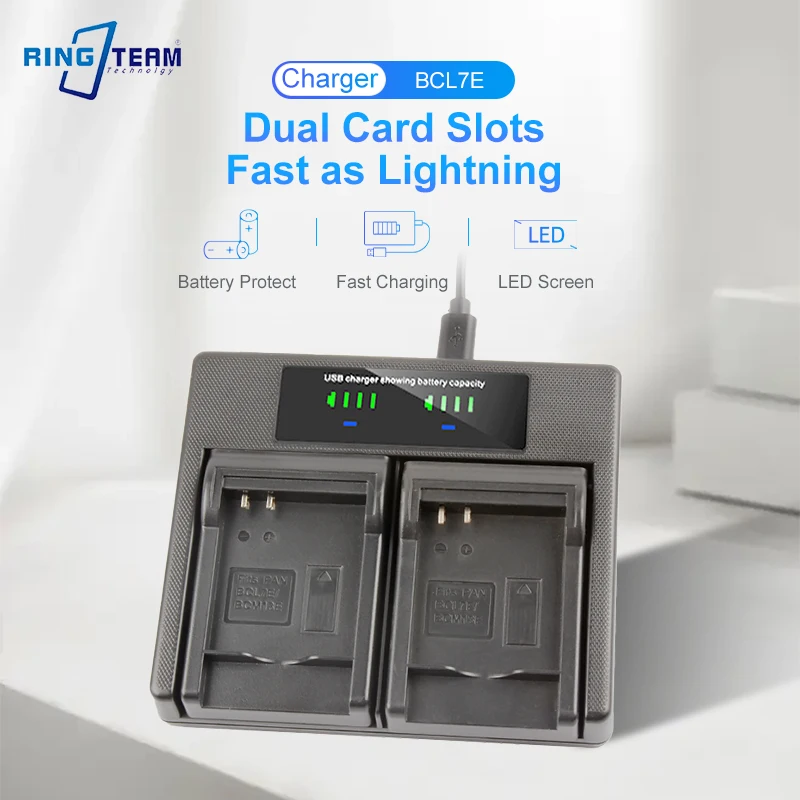 Camera Battery DMW-BCL7E BCL7E DMWBCL7 USB Dual Charger LCD Display For Panasonic Lumix DMC-FH10 DMC-FS50 DMC-SZ10 DMC-SZ9 SZ8