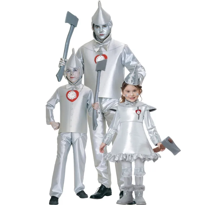 

Adulrt Kids Halloween Tin Man Cosplay Costume Parent-children Role-playing Clothing Wizard of Oz Performance Stage Costumes