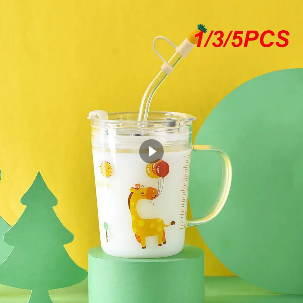 1/3/5PCS Straw Cover Detachable Doll Combined Straw Creative Glass Stainless Steel Kitchen Accessories Dust Safe And Durable