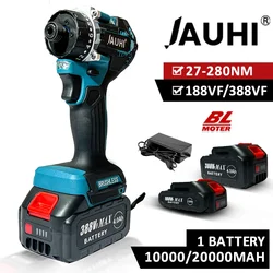 Jauhi-充電式コードレス電気ドリル、ブラシレスドライバー、トルク280n。m、makita用スクリュードライバー、18vバッテリー、20 1