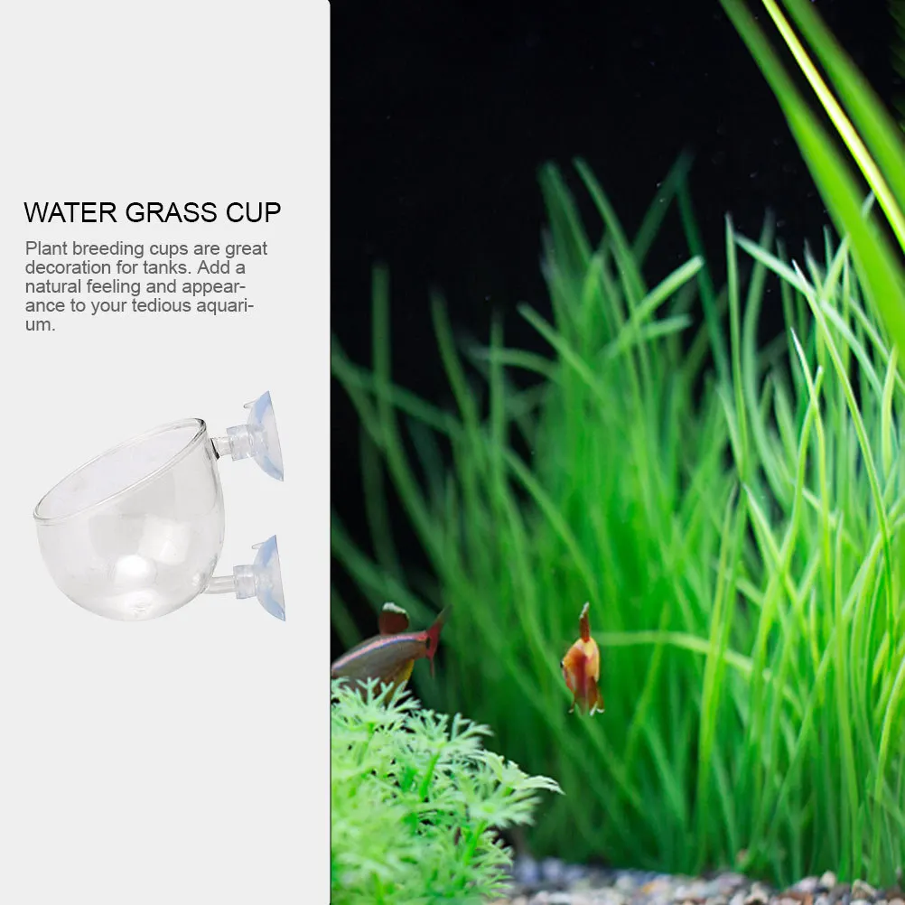 

4Pcs Water Grass Breeding Cup Durable Glass Plant Pot Permeable Bottom Double Suction Fish Tank Aquarium Landscape Container