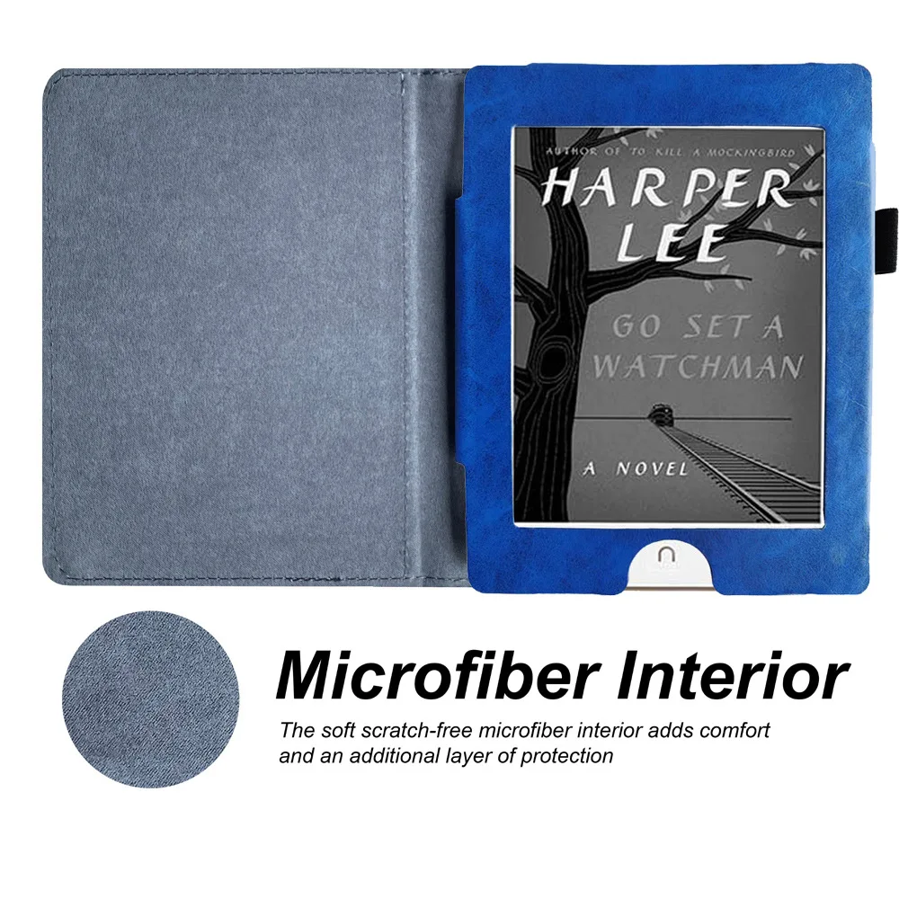 For 6" Nook GlowLight Plus 2015 BNRV510 e-Book Protector, Flip Folio Light Slim Durable Leather Portable Protective Cases
