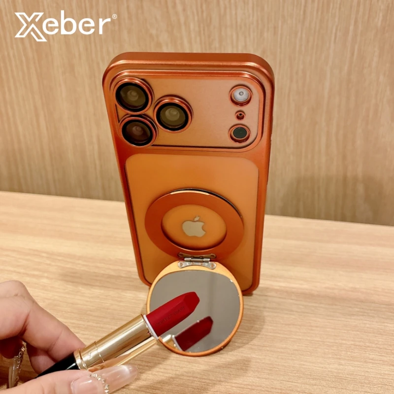 آيفون 17 قطعة ماتي تصفيح مرآة قوس الحال بالنسبة آيفون 17 16 15 14 13 12 11 برو ماكس زائد الهواء ل Magsafe المغناطيسي غطاء