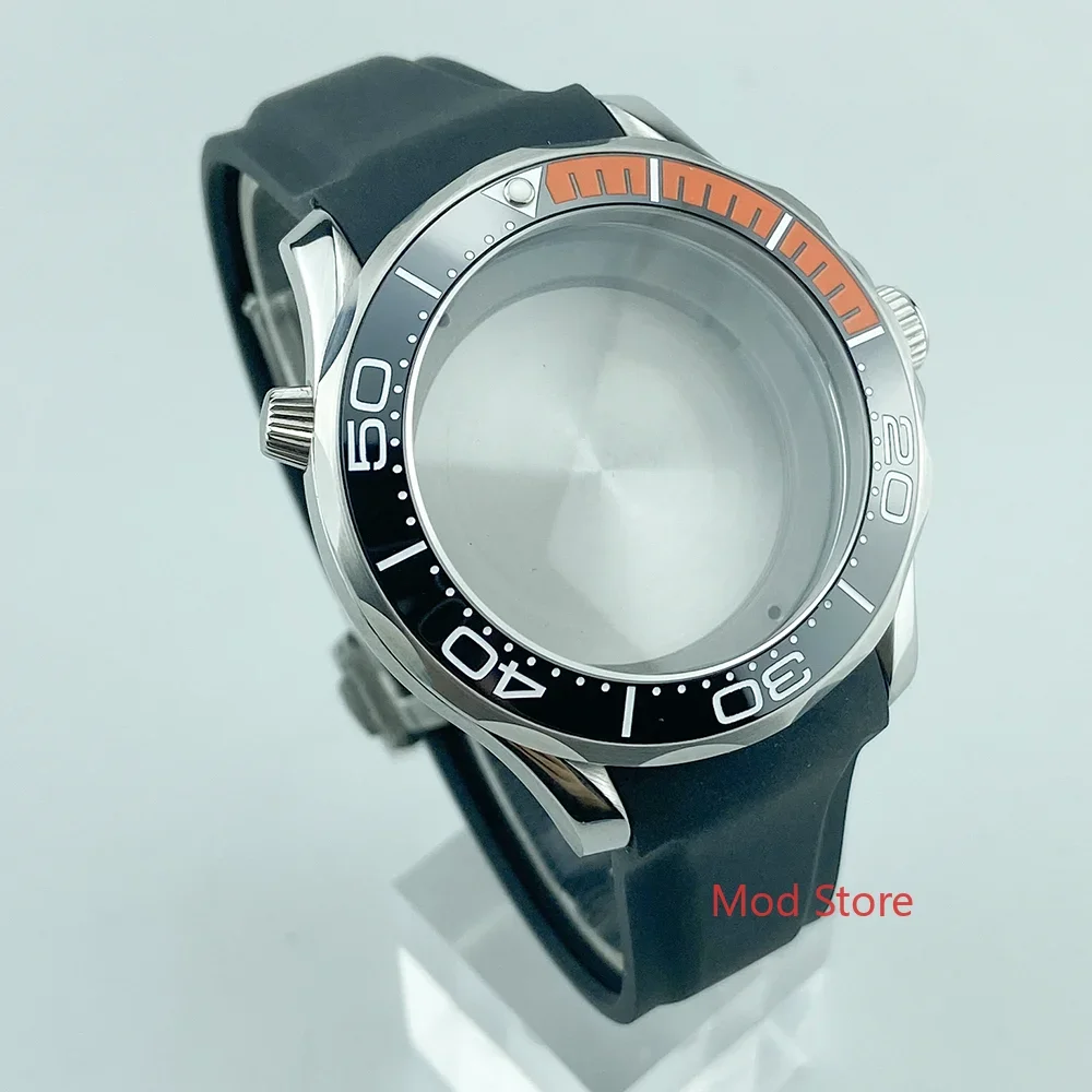 200M WR Sea-Master DIVER300M Style Black Bezel Watch Case Fit ETA2836 MIYOTA8215 DG2813 Sapphire Crystal Black Rubber Strap