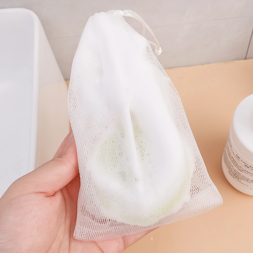 10/1pcs Foaming Soap Bag Facial Cleaner Body Washing Mesh Bag Shower Bubble Foam Net Drawstring Bag Household Cleaning Supplies