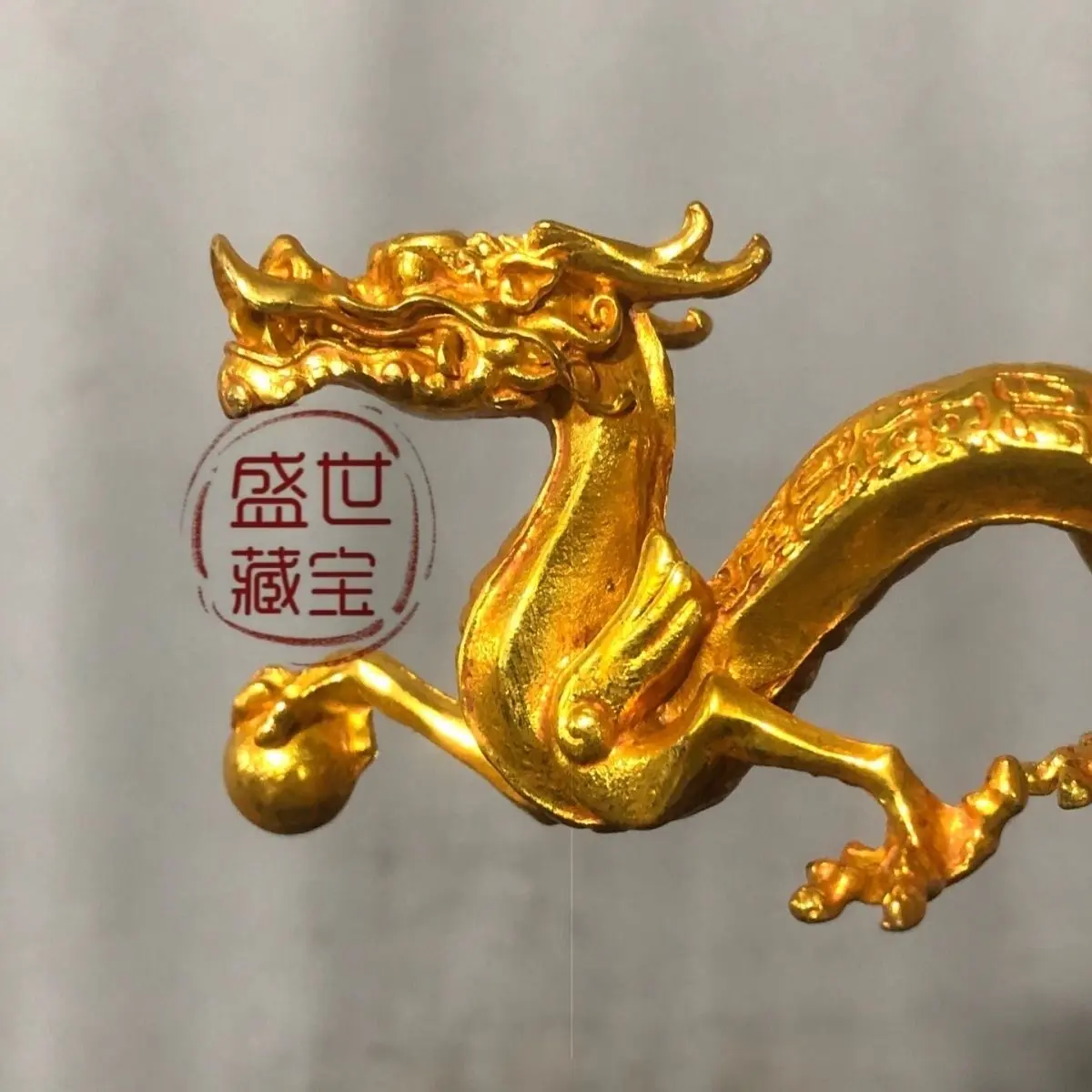 Antique antique gilt recruit rice beast Qinglong Hanlong five-clawed golden dragon home tea ceremony ornament