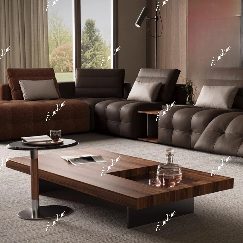 

Coffee table Italian minimalist walnut color retro style design living room for home use