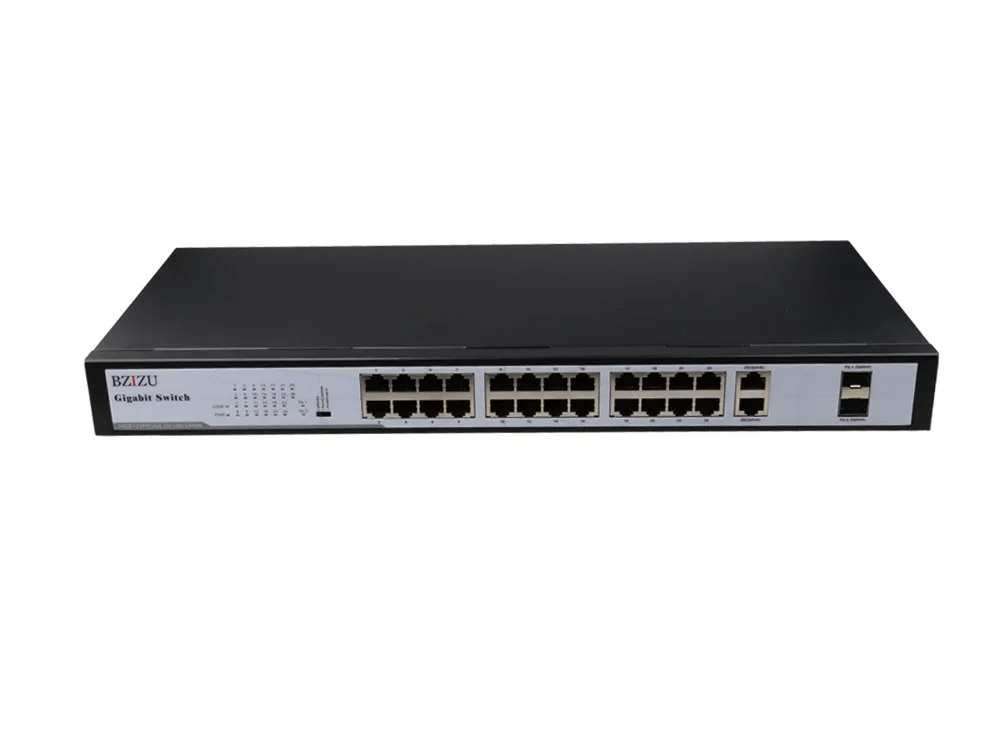 Switch Ethernet Gigabit não gerenciado de 24 portas 10/100/1000Mbps com 2 + 2 portas 1G Uplink SFP + VLAN e suporte IGMP