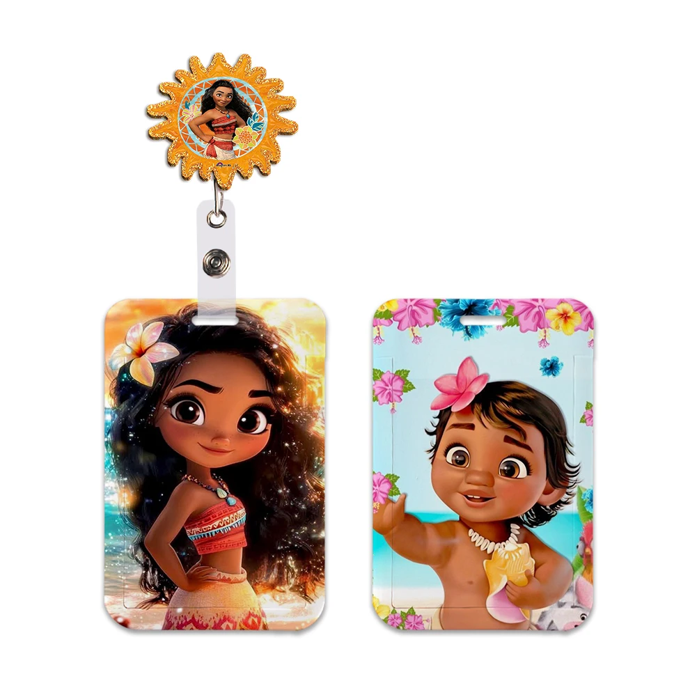 

Disney Moana Movie ID Card Holders Lanyards Door Pass Card Case Hanging Rope Badge Holder Neck Strap Card Badge Gift