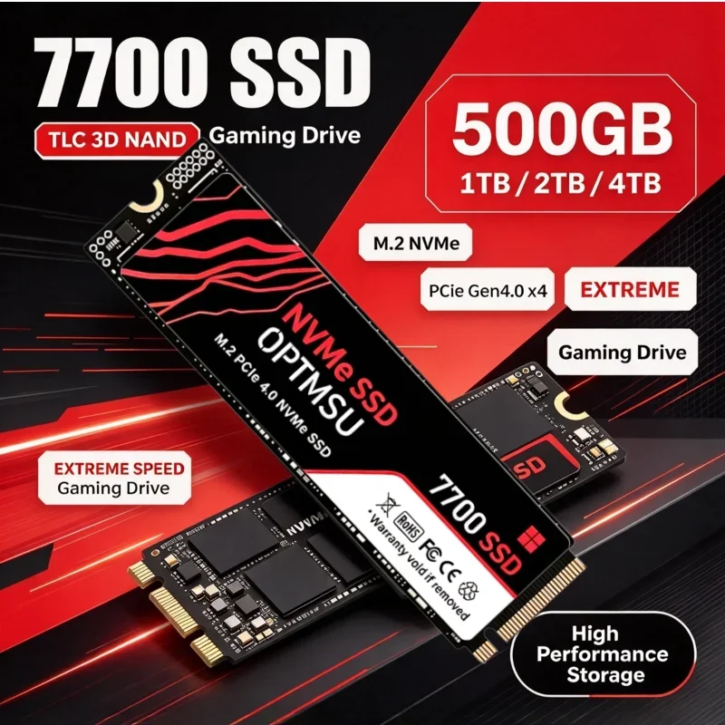 7700 M2 SSD Hard Disk, M.2 2280 PCIe 3.0 x4 NVMe Internal Solid State Drive 500GB 1TB 2TB for Desktop & Laptop PC