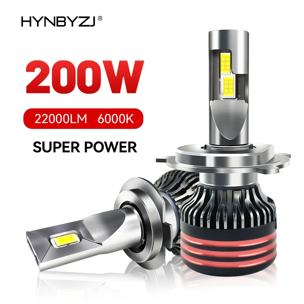 

HYNBYZJ H7 LED Canbus Car Headlight Super HB4 H11 H4 H1 H3 9012 HB3 9005 9006 H8 Lights Plug-N-Play Bulbs 200W 6000K Auto Lamp