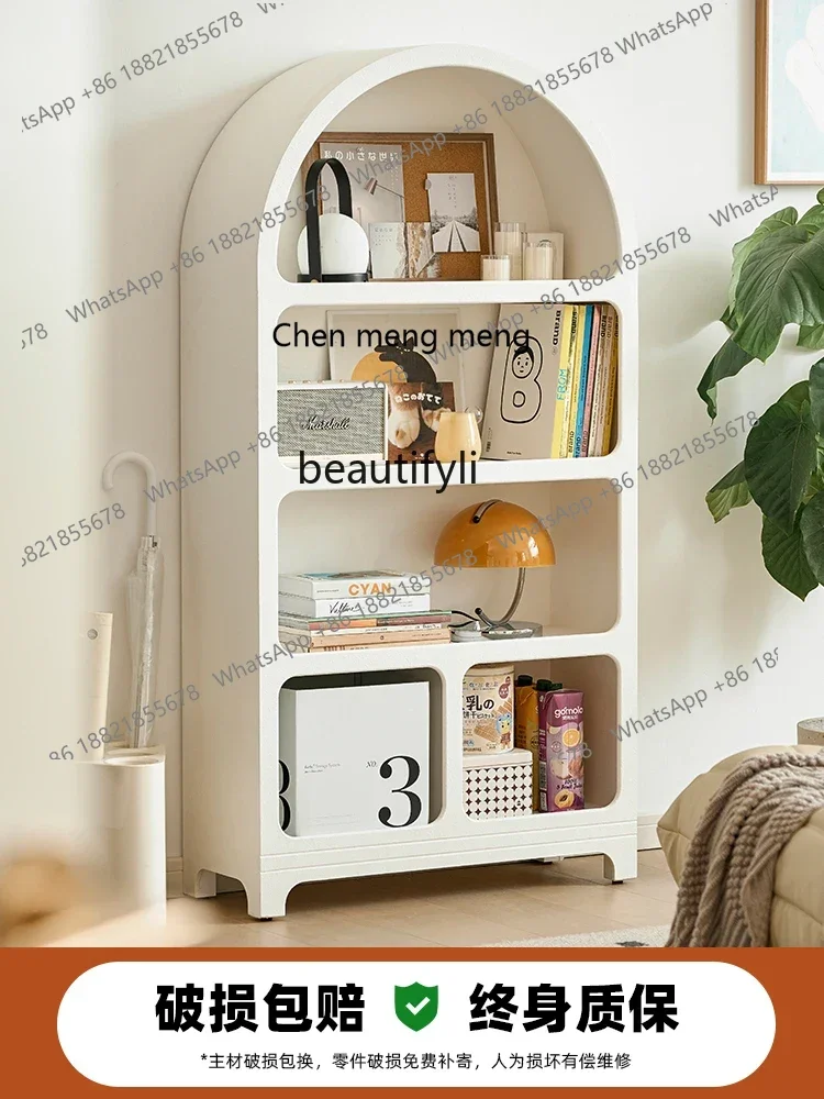 zq1Storage simple bookshelf living room multi-layer display cream wind floor cave cabinet
