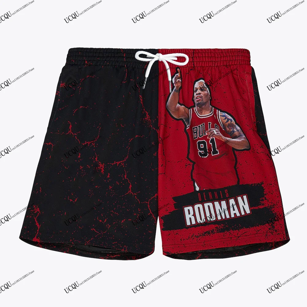 دينيس رودمان # 91 شيكاغو ستايل 2025-26 وصول جديد خمر شورت كرة السلة الأمريكية الكبار رياضي عادية الأرجواني الذهب للجنسين