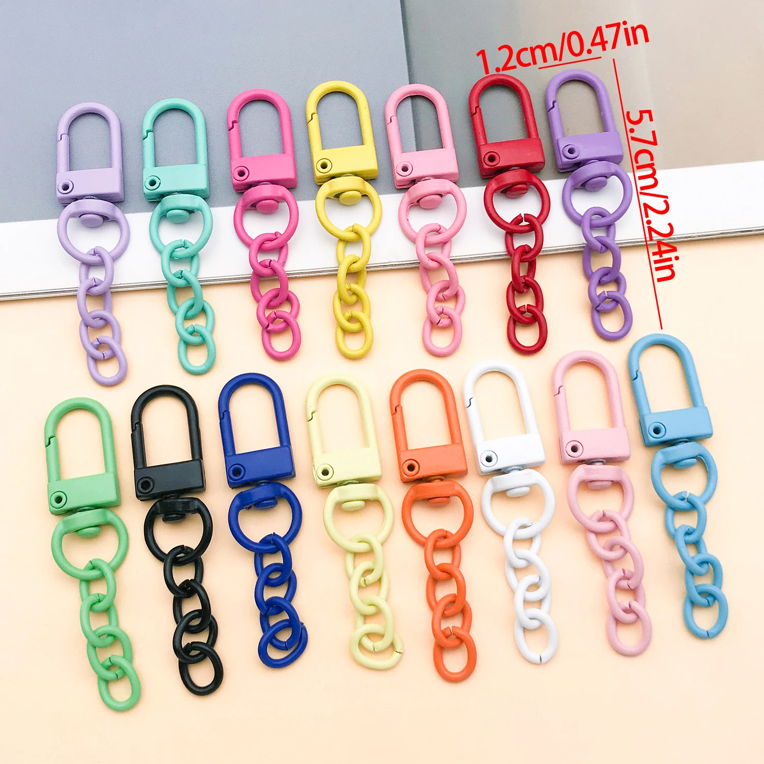 30pcs 12x57mm Zinc Alloy Paint Four-Section Chain Door Buckle Spring Buckle DIY Making Key Chain Bag Pendant Universal Buckle