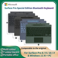 2025 New Color Microsoft Surface Pro 8/9/X/10/11 Bluetooth Magnetic Keyboard with Pen Slot,Touchpad and 7-color Backlit Keyboard