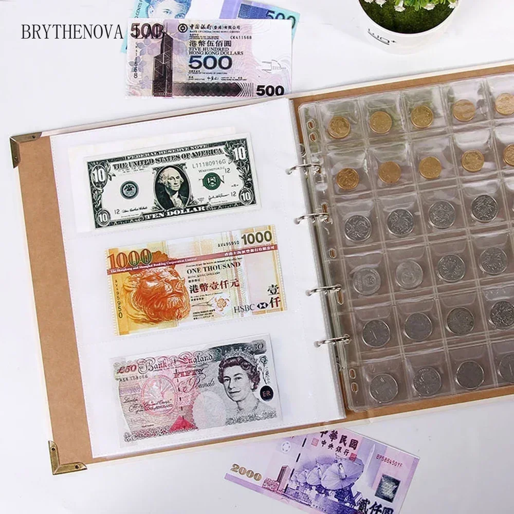 45 Pages Large Capacity Coins Collecting Album Empty Commemorative Coins Badge Paper Money Banknote Storage Holder Scrapbook
