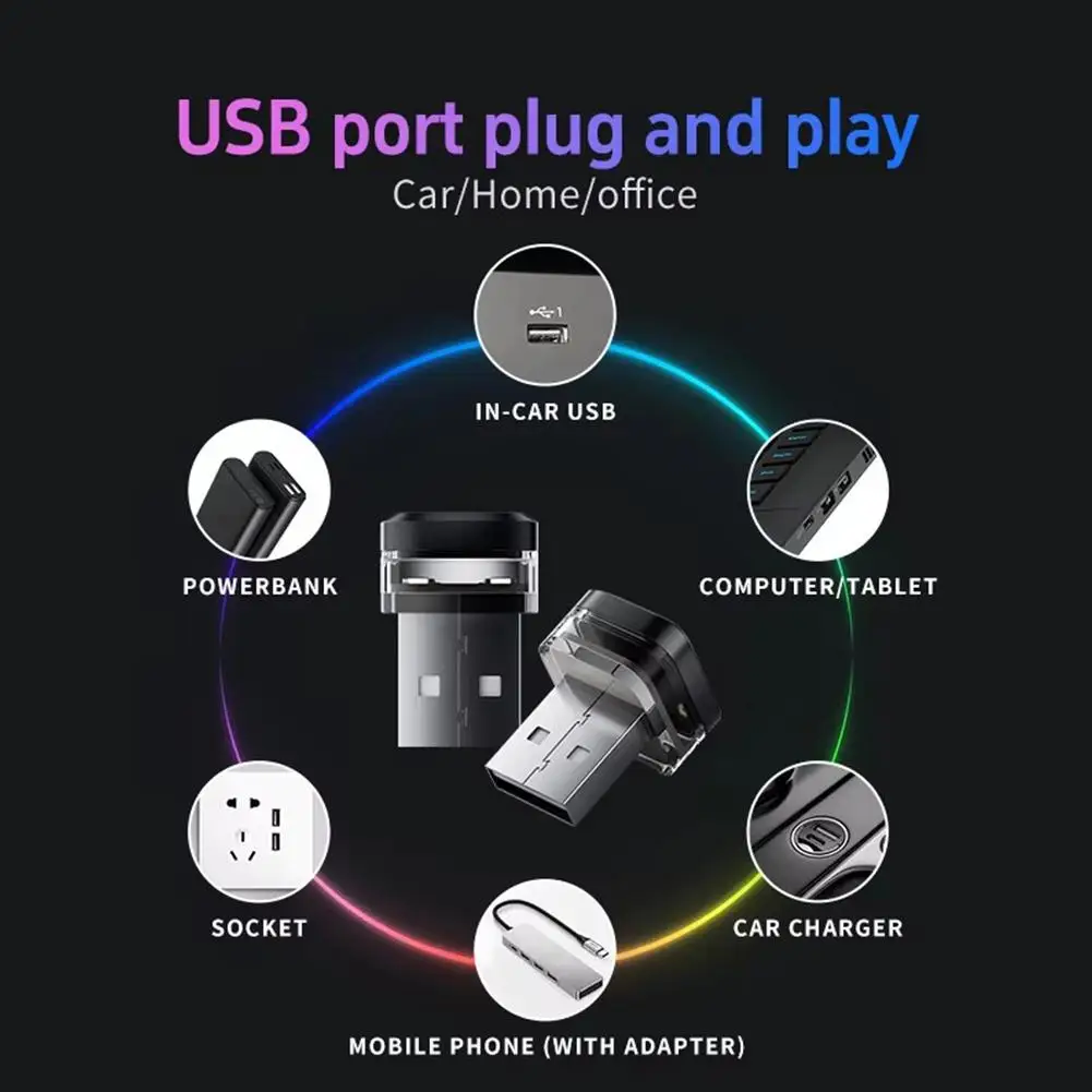 새로운 범용 USB 자동차 인테리어 주변 분위기 빛 LED 신호 조명 자동 독서 램프 장식 자동차 인테리어 액세서리