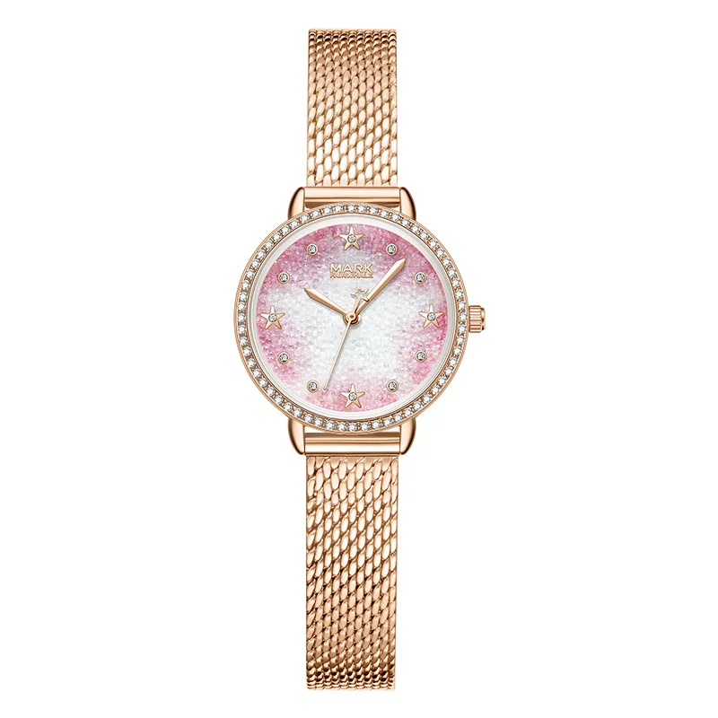 Fashion Diamond Studded Quartz Watch for Women with Gift Steel Strap and Waterproof Clasp Wristwatch