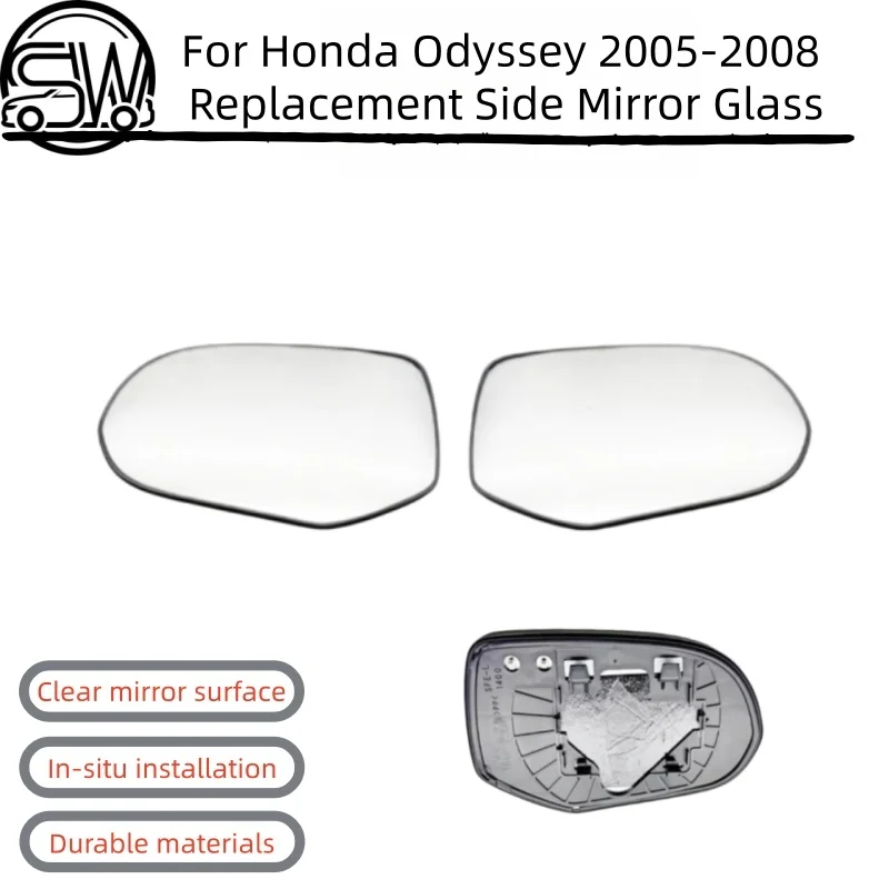 For Honda Odyssey 2005-2008 Replacement Side Mirror Lens Non-Heated Rearview Mirror Glass