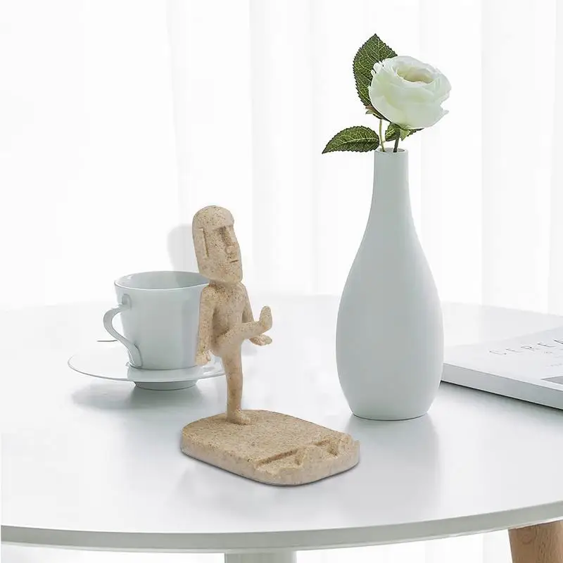 Resin Phone Stand Easter Island Phone Holder For Desk Funny Smartphone Holder Cute Figurine Decor For Cell Phones Tablets