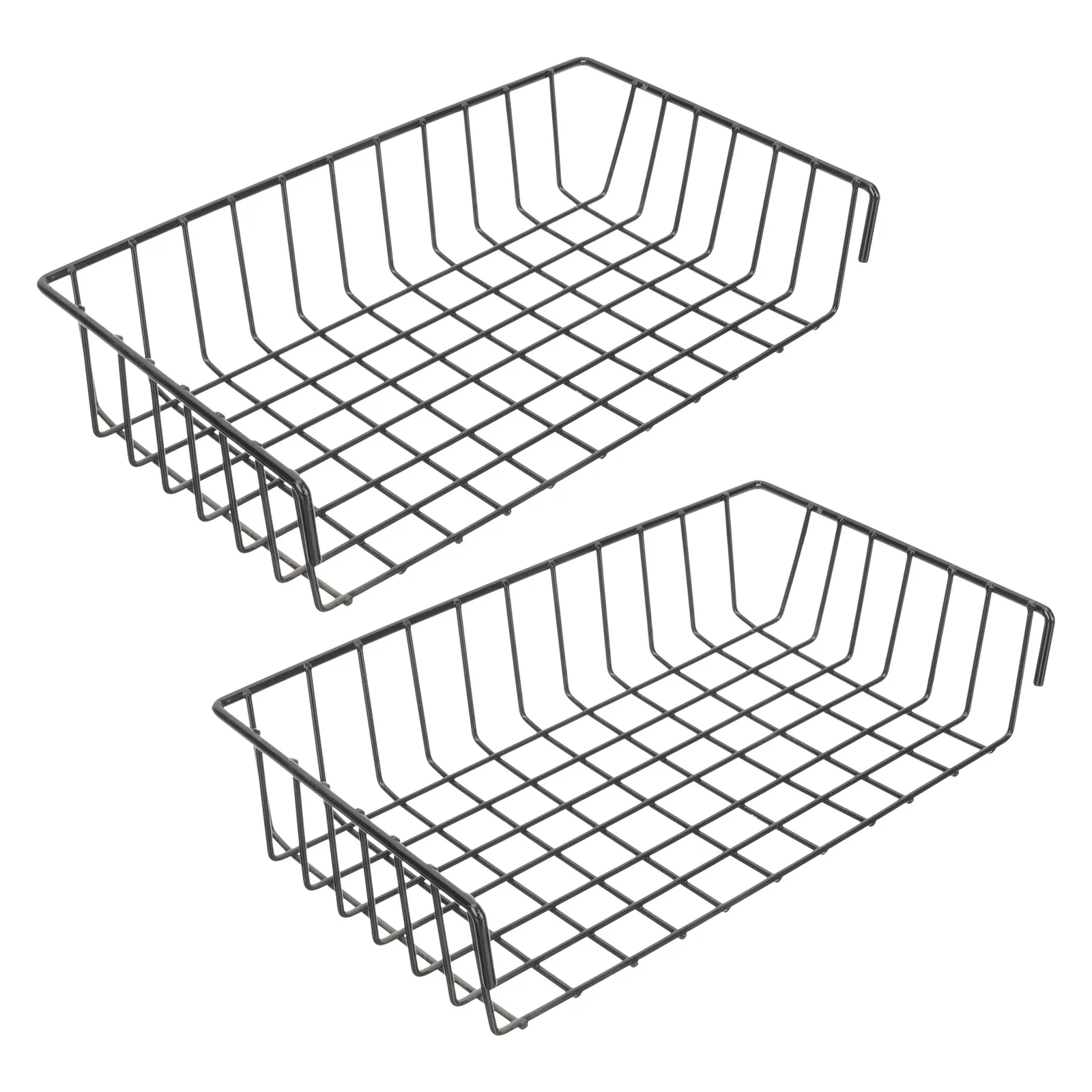 

2Pcs Storage Basket Premium Iron Rustproof Wall Hanging Organizer for Kitchen Bathroom Bedroom Grid Panel Shelf Space Saving