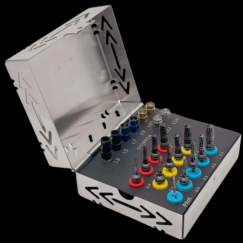 Black Bone Cutter Kit,ing System for Dentals Implants with Depth Plugs, Surgical Bone Capacitor Assembly, 21 Parts