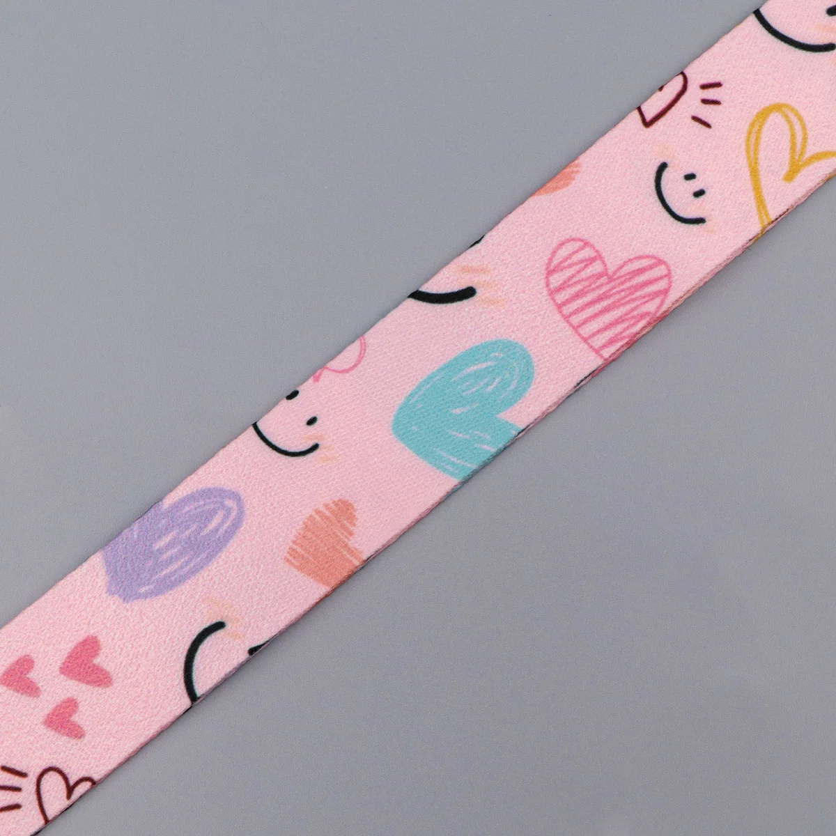 Colorful Ball Smiling Face Lanyard Neck Strap Keychain Card Cover Badge Holder Mobile Phone Hang Rope Keyring Accessories Gifts