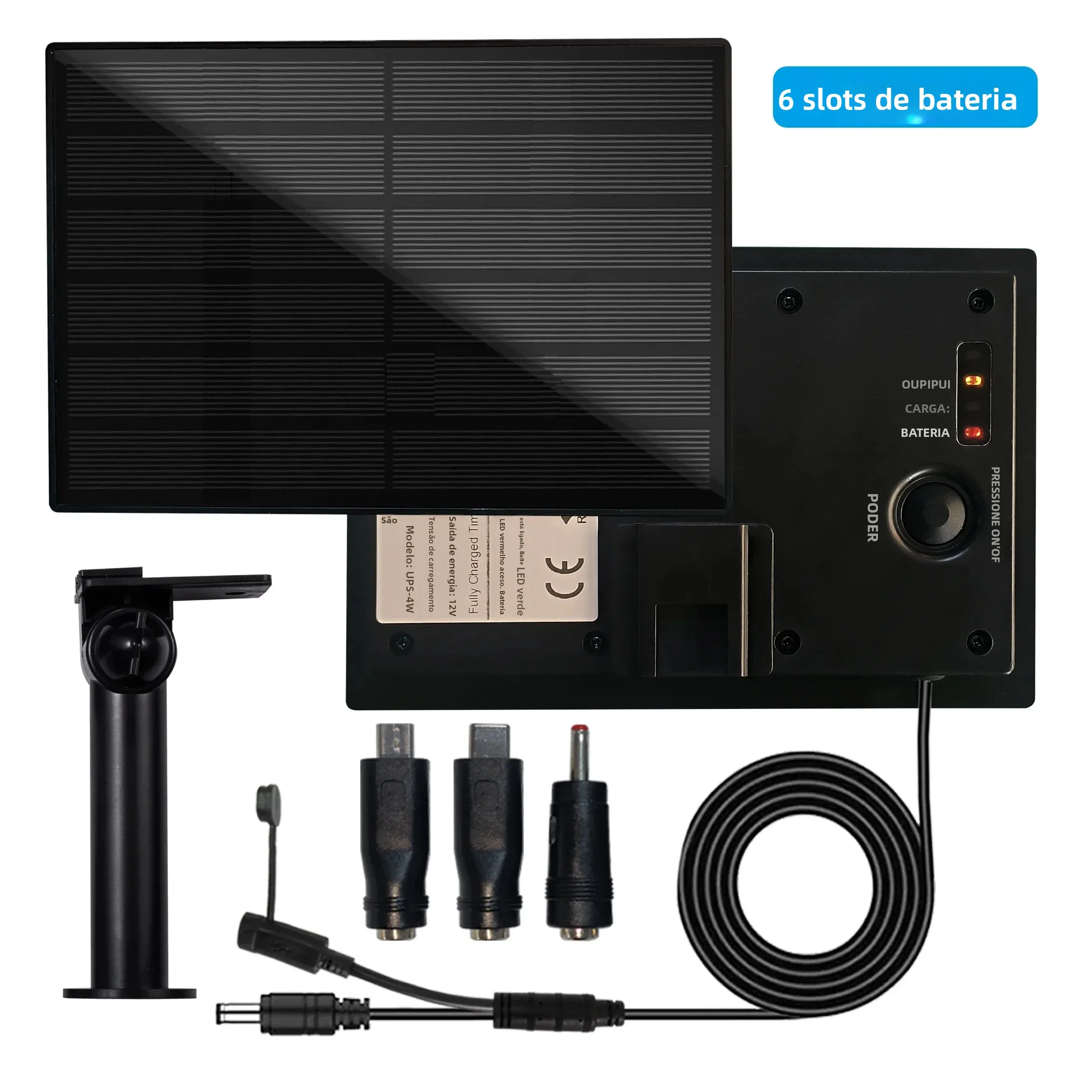 4w painel solar à prova dip66 água ip66 ao ar livre 2m cabo carregador usb typec 5v dc12v alimentado segurança wifi câmera de caça ou sensores tuya