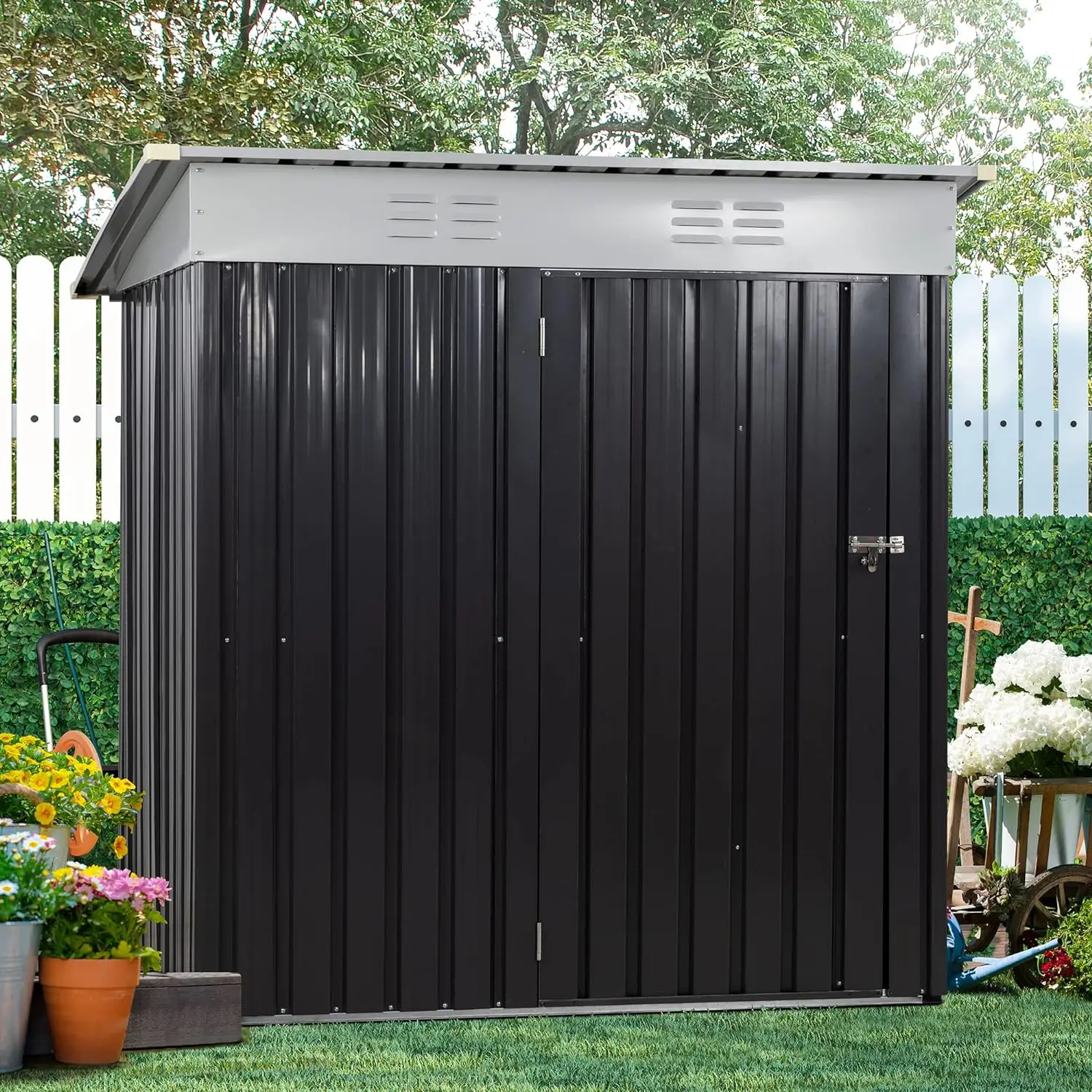 

6X4 FT Outdoor Storage Shed,Waterproof Metal Garden Sheds with Lockable Single Door,Weather Resistant Steel Tool Storage House