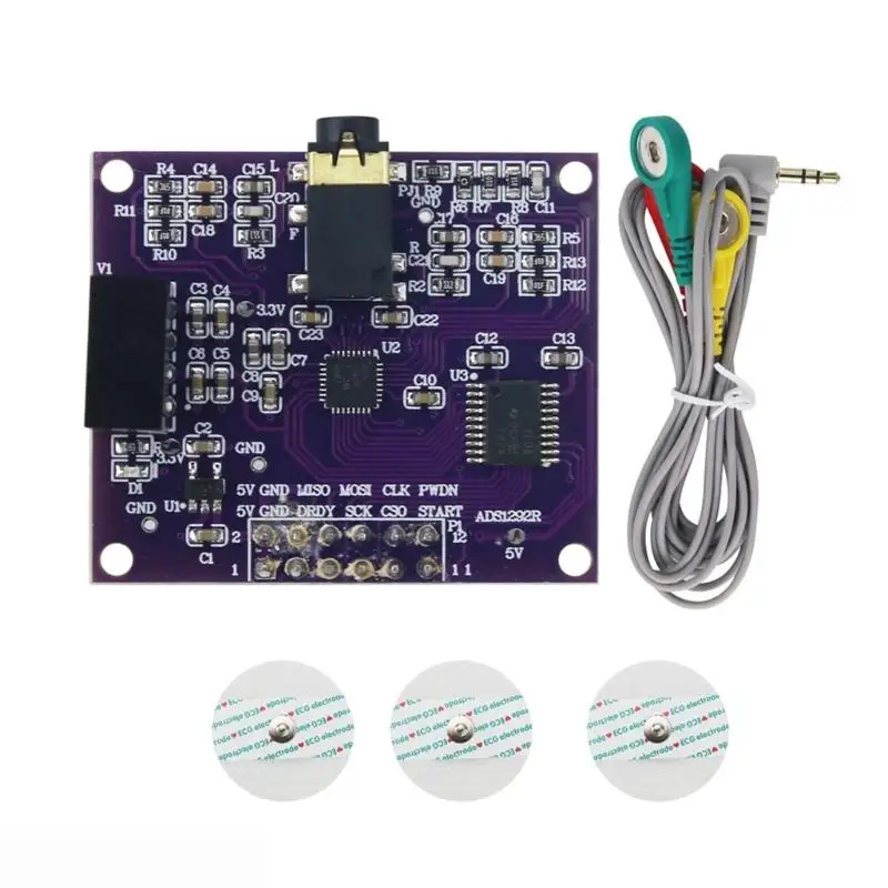 ADS1292R Heart Module Board with Controller Communication, 24-Bit Front End and Amplification Control for D2RC