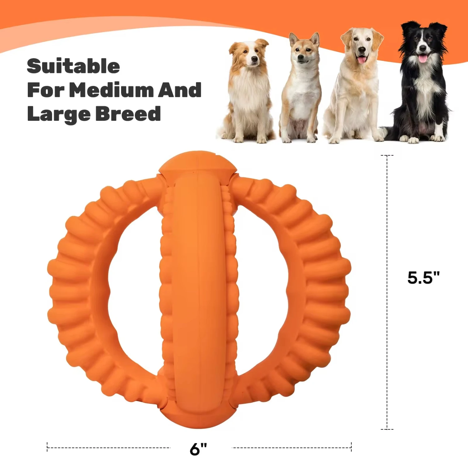 Interactive Dog Toys Detachable Dog Tug of War Toy with 2 Rings Natural Rubber Dog Chew Toys Suitable  Large Dogs  Teeth C