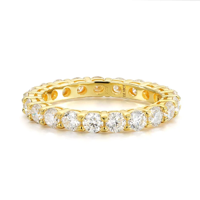 3‑3.5‑5MM D‑Color VVS1 Full Moissanite Band Ring Pass Diamond Tester S925 Sterling Silver Rose‑Gold‑Plated Luxury Sparkling Fine Jewelry Gift For Women Wedding Anniversary Daily Wear view 4