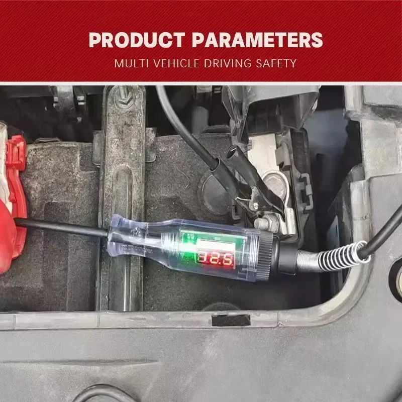 Penguji Tegangan Sirkuit Listrik Mobil 5-120V Tampilan Digital Pena Diagnostik Kawat Pegas Dapat Direnggangkan Pena Uji Penguji Sirkuit