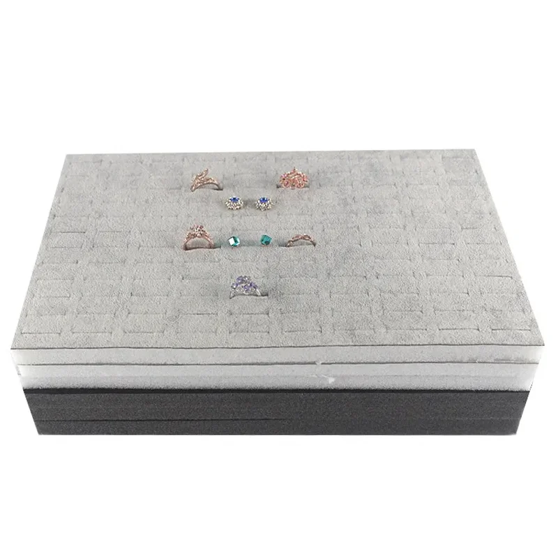 Black/Grey Velvet Jewelry Display Sponge Mat Tray DIY Insert Inner Ring Earrings Stud Storage Organizer Counter Jewelry Display
