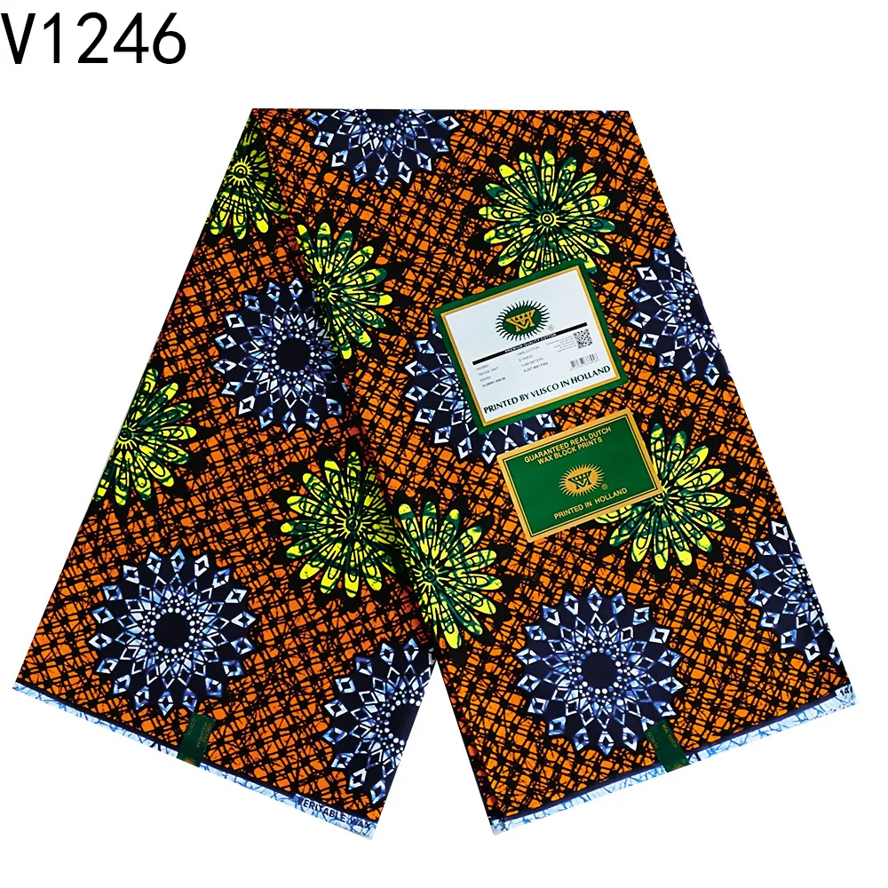 แท้แอฟริกันผ้าขี้ผึ้งนุ่ม 6 หลาอังการาสไตล์ Retro พิมพ์ผ้าบาติกคุณภาพสูงผู้หญิงงานแต่งงานชุดเย็บผ้าฝ้าย 100%