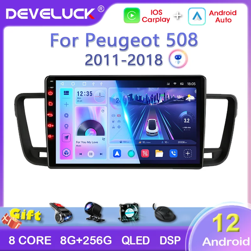 

2 Din Android 12 Car Radio For Peugeot 508 2011-2018 Multimedia Video Player GPS Carplay Auto 4G WIFI Head Unit RDS Split Screen