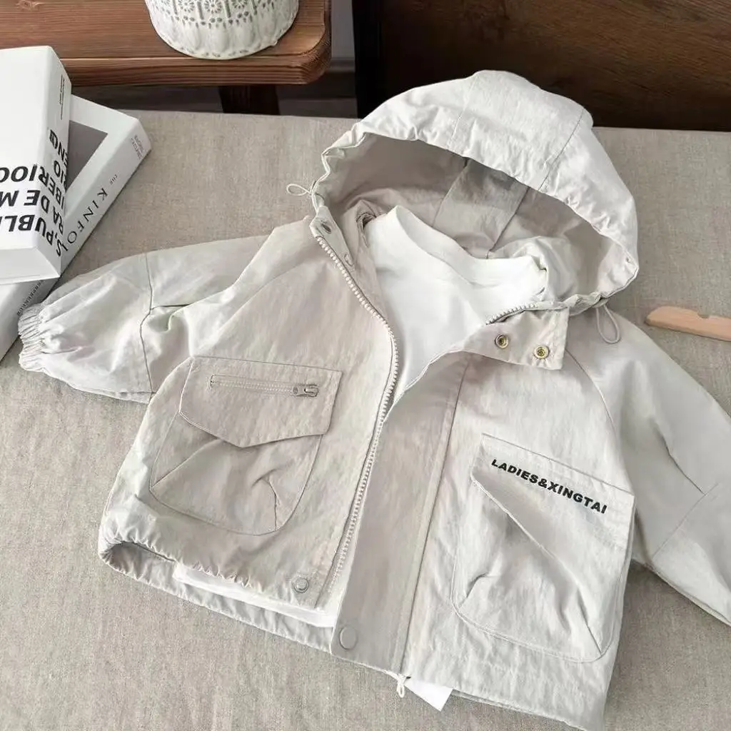 

Baby Boy's Hooded Zipper Cardigan Solid Color Jacket Spring Autumn 2026 New Style Versatile Top Children's Coat